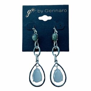 Gennaro silver tear-drop dangle earrings with light gray stones